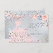 Quinceanera UAWG Blush Button Glitzer Einladung (Vorne/Hinten)