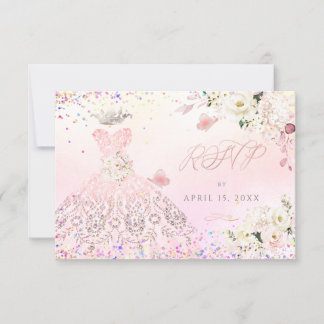 Quinceanera UAWG Blush Pink Glitzer Gängige Einlad Einladung