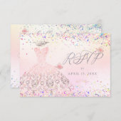 Quinceanera UAWG Blush Pink Glitzer Gown Einladung (Vorne/Hinten)