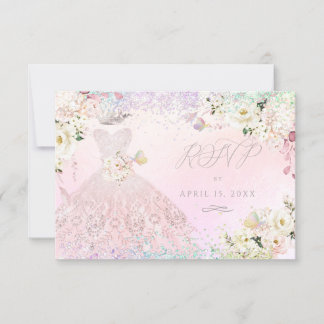 Quinceanera UAWG Blush Pink Gown Holographic Dream Einladung