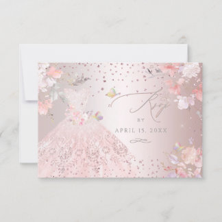 Quinceanera UAWG Blush Pink Gown Platterbsen Einladung