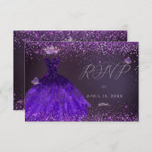 Quinceanera UAWG Butterfly Ultra Violet Gown Einladung (Vorne/Hinten)