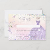 Quinceanera UAWG Dusty Lila Glitzer Gown Einladung (Rückseite)