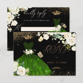 Quinceanera UAWG Emerald Green Glitzer Gown  Einladung