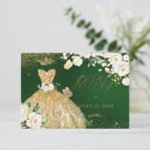 Quinceanera UAWG Emerald Green Glitzer Gown Einladung (Stehend Vorderseite)