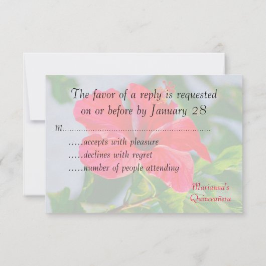 Quinceanera UAWG Hübsch Pink Blume RSVP Karte (Rückseite)