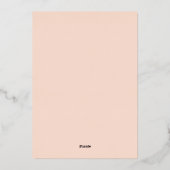 Quinceanera und Mass Elegante Botanische Rose Gold Folieneinladung (Rückseite)