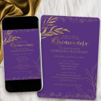 Quinceanera und Mass Elegantes Lila- und Goldblatt