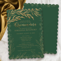 Quinceanera und Messe Smaragdgrün und Goldene Blät