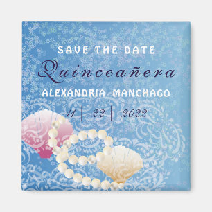 Quinceanera unter dem Meer Muscheln Magnet