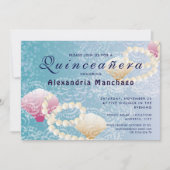 Quinceanera unter dem Meeresspiegel, Perlen rosa M Einladung (Vorderseite)