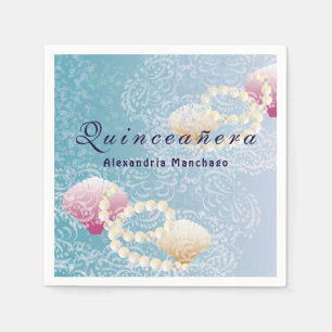 Quinceanera unter der Meeresspitze, Perlen rosa Mu Serviette