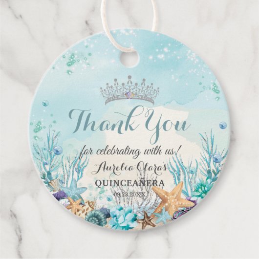 Quinceañera Unterhalb der Muscheln des Meeres Geschenkanhänger (Vorderseite)