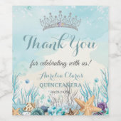 Quinceañera Unterhalb der Muscheln des Meeres Weinetikett (Einzelnes Label)