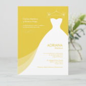 Quinceañera Vestido Amarillo Invitaciones Einladung (Stehend Vorderseite)