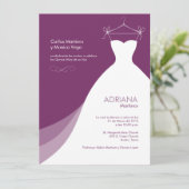 Quinceañera Vestido Púrpura Einladung (Stehend Vorderseite)