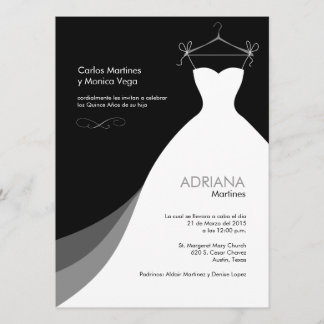 Quinceañera Vestido Schwarze Invitaciones Einladung