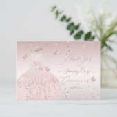 Quinceanera Vielen Dank Blush Glitzer Gown Einladu Einladung (Stehend Vorderseite)