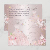 Quinceanera Vielen Dank Blush Glitzer Gown Einladung (Vorne/Hinten)