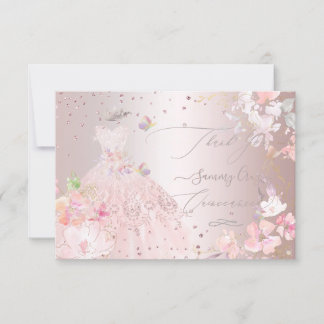 Quinceanera Vielen Dank Blush Glitzer Gown Einladung