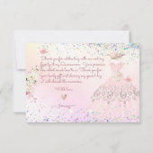 Quinceanera Vielen Dank Blush Pink Glitzer Going C Einladung (Rückseite)