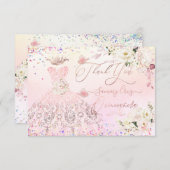 Quinceanera Vielen Dank Blush Pink Glitzer Going C Einladung (Vorne/Hinten)