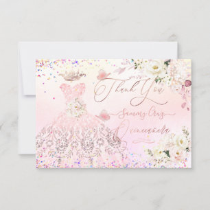 Quinceanera Vielen Dank Blush Pink Glitzer Going C Einladung
