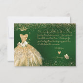 Quinceanera Vielen Dank, dass Sie Green Gold Glitz Dankeskarte (Rückseite)