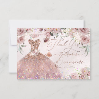 Quinceanera Vielen Dank Dusty Rose Glitzer Gown Ca Einladung