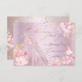 Quinceanera Vielen Dank Dusty Rose Glitzer Gown Einladung (Vorne/Hinten)