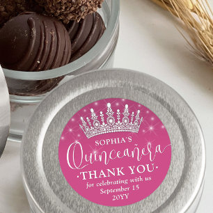 Quinceañera Vielen Dank für Ihre elegante Crown Fu Runder Aufkleber