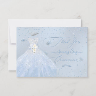 Quinceanera Vielen Dank Glitzer Silver Baby Blue I Einladung