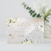 Quinceanera Vielen Dank Imitate Silver Glitzer Gow Dankeskarte (Stehend Vorderseite)