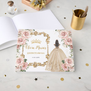 Quinceanera Vintag Blütenpinsel Champagner Gästebuch