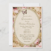 Quinceañera Vintage Rose Butterfly & Musiknotens Einladung (Rückseite)