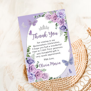 Quinceañera Violette Blumen-Tiara Dankeskarte Einladung