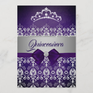 Quinceanera Violetter Funkelnde Diamant Tiara Schl Einladung