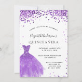 Quinceanera violettes Glitzer Glasur Einladung (Vorderseite)