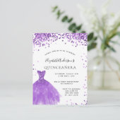 Quinceanera violettes Glitzer Glasur Postkarte (Stehend Vorderseite)