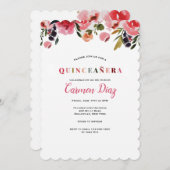 Quinceañera Wasserfarben Einladung (Vorne/Hinten)