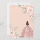 Quinceañera Weiche Blüte Blütenblüte Rose Silberkr Einladung (Rückseite)