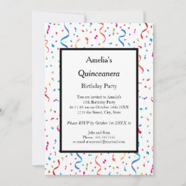 Quinceanera Weiße Konfetti Geburtstagsparty Einladung