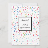 Quinceanera Weiße Konfetti Geburtstagsparty Einladung (Rückseite)
