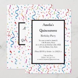 Quinceanera Weiße Konfetti Geburtstagsparty Einladung