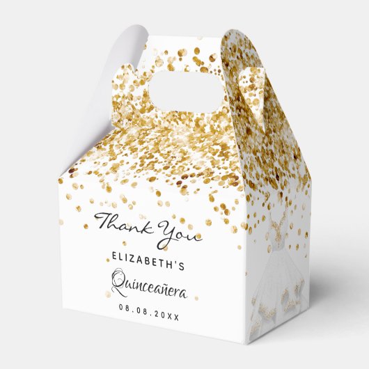 Quinceanera weißes Gold verhandet Geschenkschachtel (Rückseite)