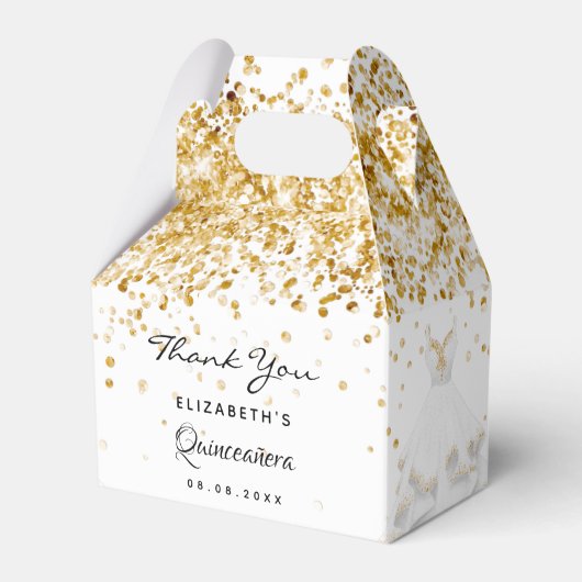 Quinceanera weißes Gold verhandet Geschenkschachtel (Vorderseite)