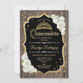Quinceanera - Weißes Holz aus rustikalem Holz Einladung (Vorderseite)