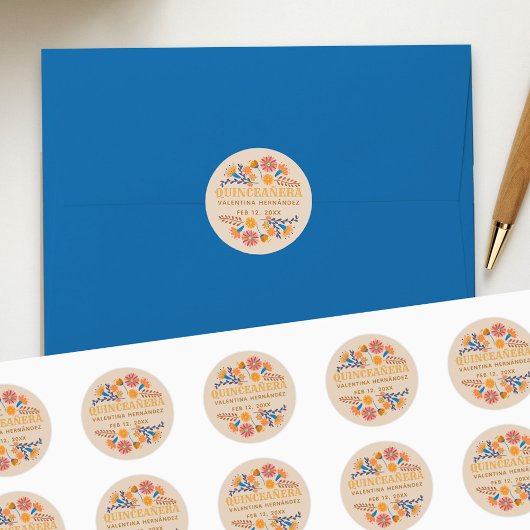 Quinceanera Western Mexican Fiesta Party Runder Aufkleber