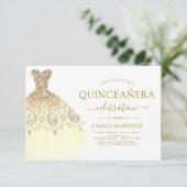 Quinceanera White and Gold Glitzer Sparkone Einladung (Stehend Vorderseite)