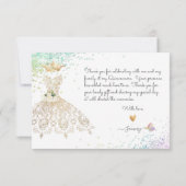 Quinceanera White Gold Glitzer Gown Pastel Vielen Dankeskarte (Rückseite)